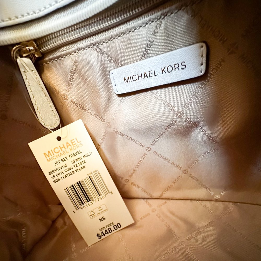 Michael Kors Jet Set XS Carryall Tote Satchel Shoulder Bag MK Rainbow White - Picture 11 of 13